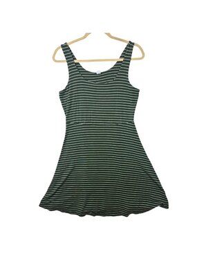 ✨3/$30 Old Navy M Green And White Striped Tank Dress Fit & Flare Summer